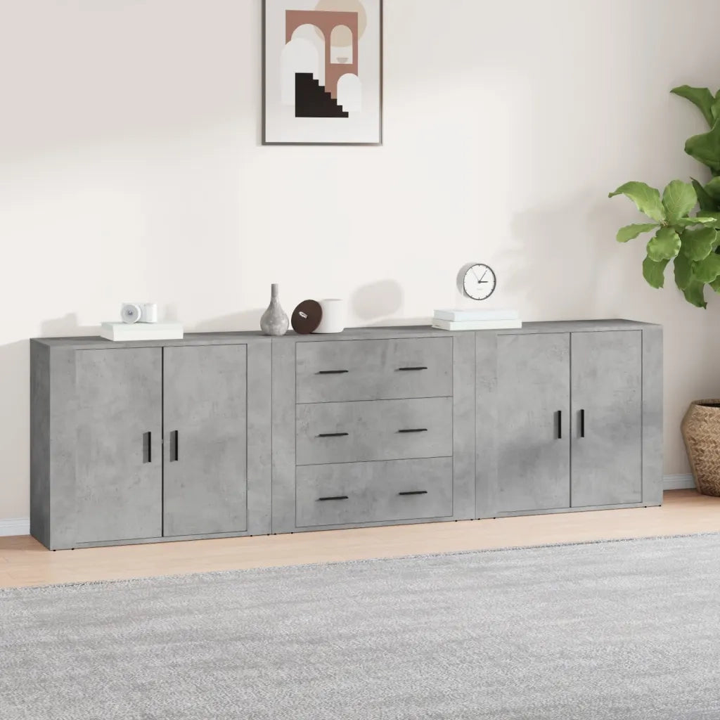 Credenze 3 pz Grigio Cemento in Legno Multistrato 3185403
