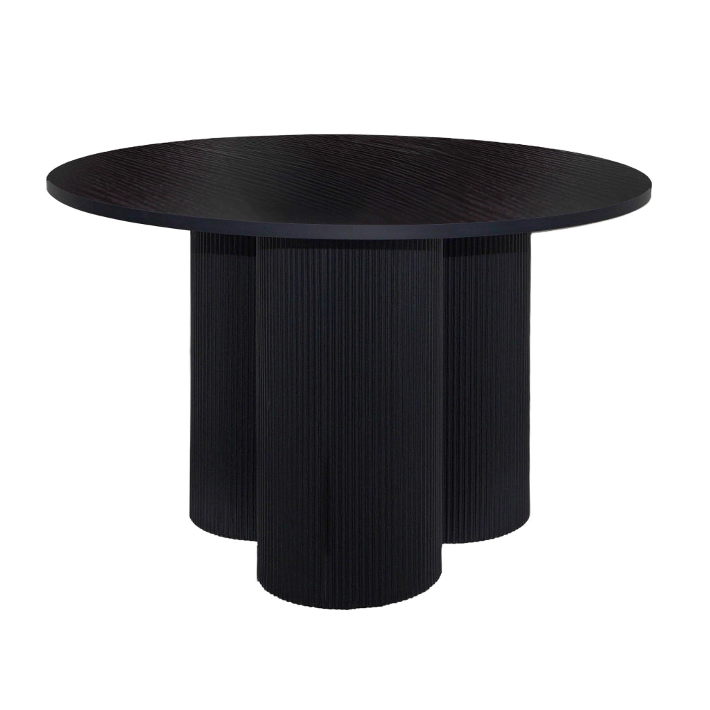 Oviala - Tavolo da pranzo rotondo moderno 120 cm effetto legno nero