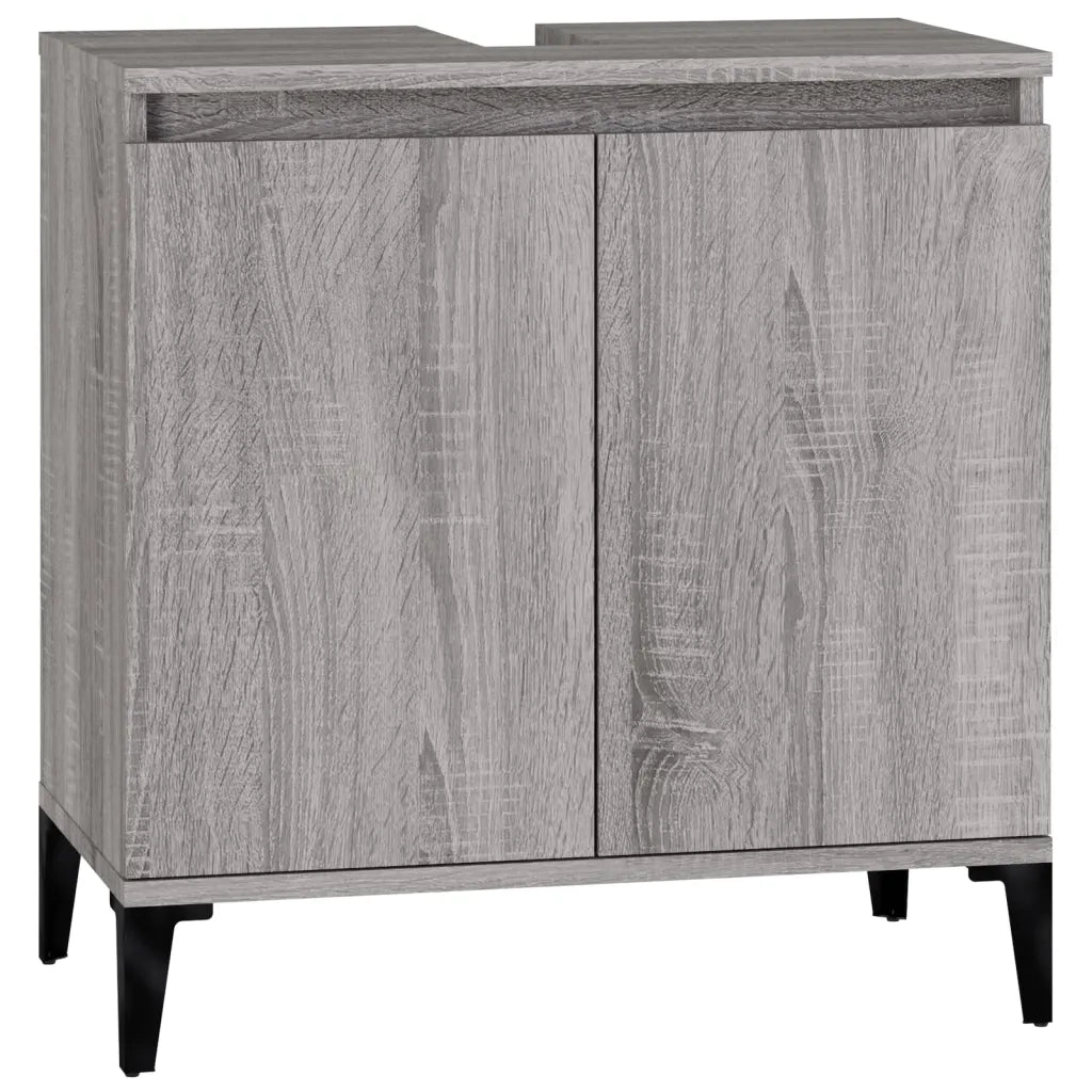 Set Mobili da Bagno | Armadio da bagno 3 pz Grigio Sonoma in Legno Multistrato