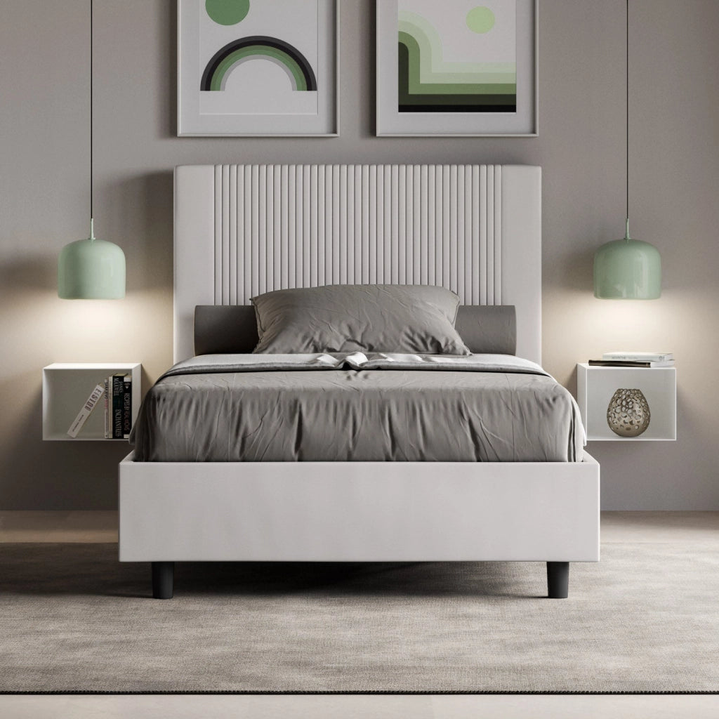 Letto Matrimoniale 160x200 cm con Rete e Contenitore Goya Bianco