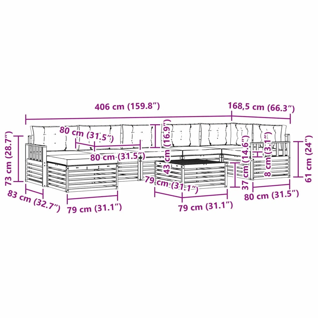 Set di divani da esterno con cuscino 8 pcs Bianco e Beige 3390878