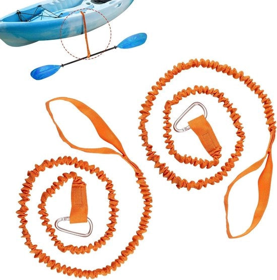 Paddle a Vela per Canoa con Fermo Sella - 86-156 cm Flessibile - Leash per Paddello per Canoa Surf o Pesca - Set a Due - Arancione