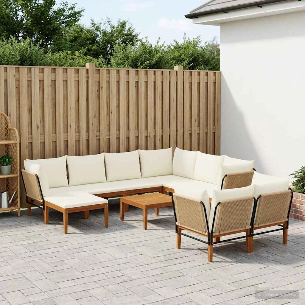 10 pz Legno massiccio di acacia e corda Naturale 3407780