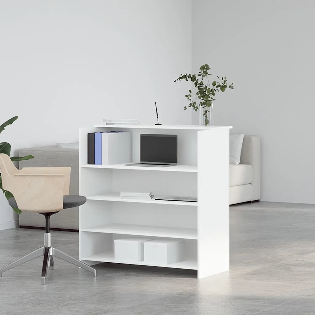 Scrivania per Reception Bianca 100x50x103,5 cm in Legno Massello 3324160