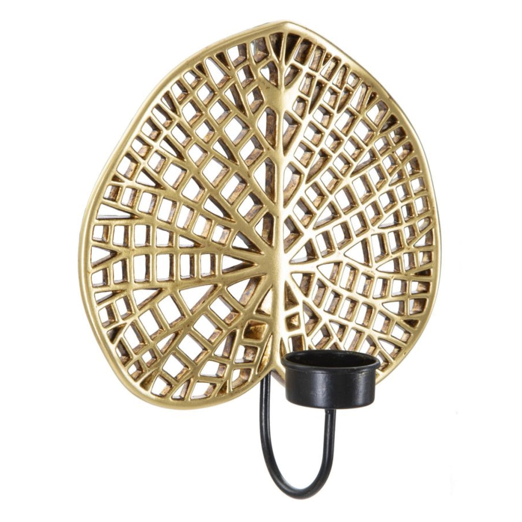 Portacandela Foglia 3, Oro, Poliresina, 20x8x22,2 cm