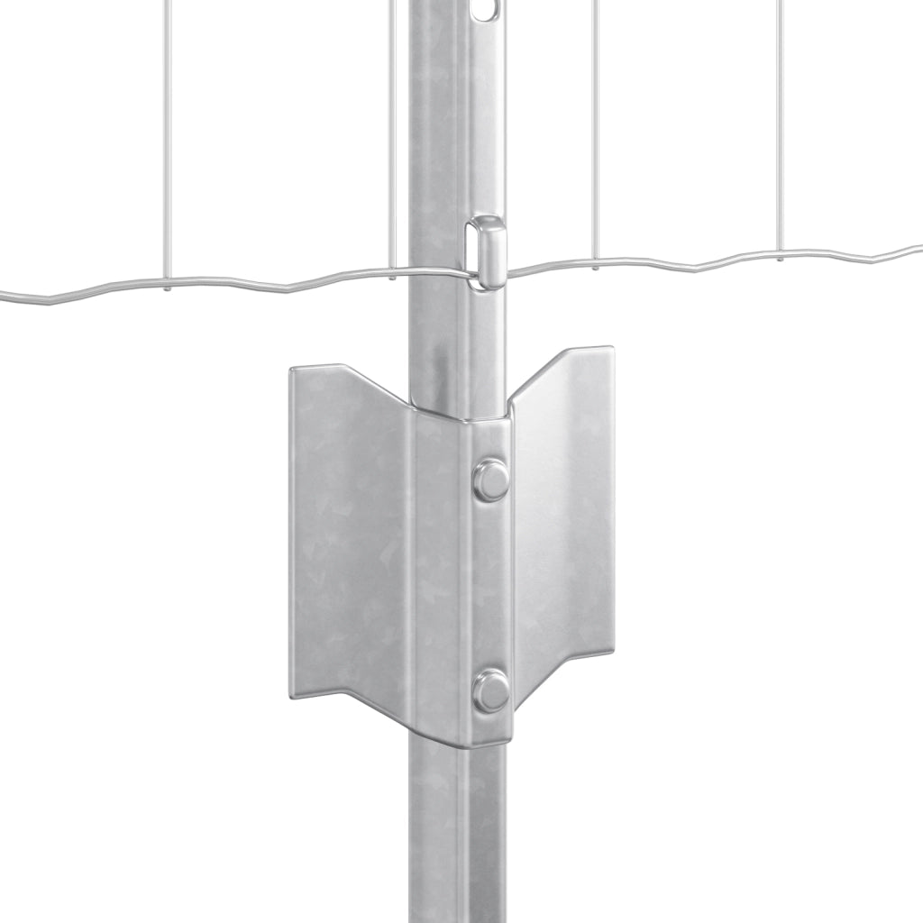 Recinzione Euro con 5 Pali U Argento 0,6x10 m Acciaio