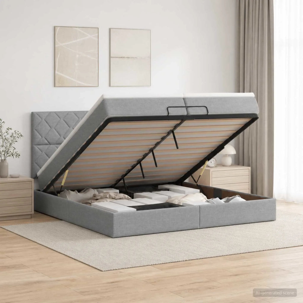Letto con contenitore LED e materasso Grigio Chiaro 3459966