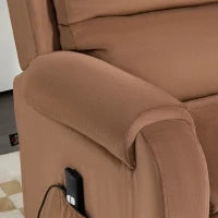 Poltrona Alzapersona Reclinabile a 160° con Poggiapiedi e Telecomando, in Velluto, 85x88x109 cm, Marrone