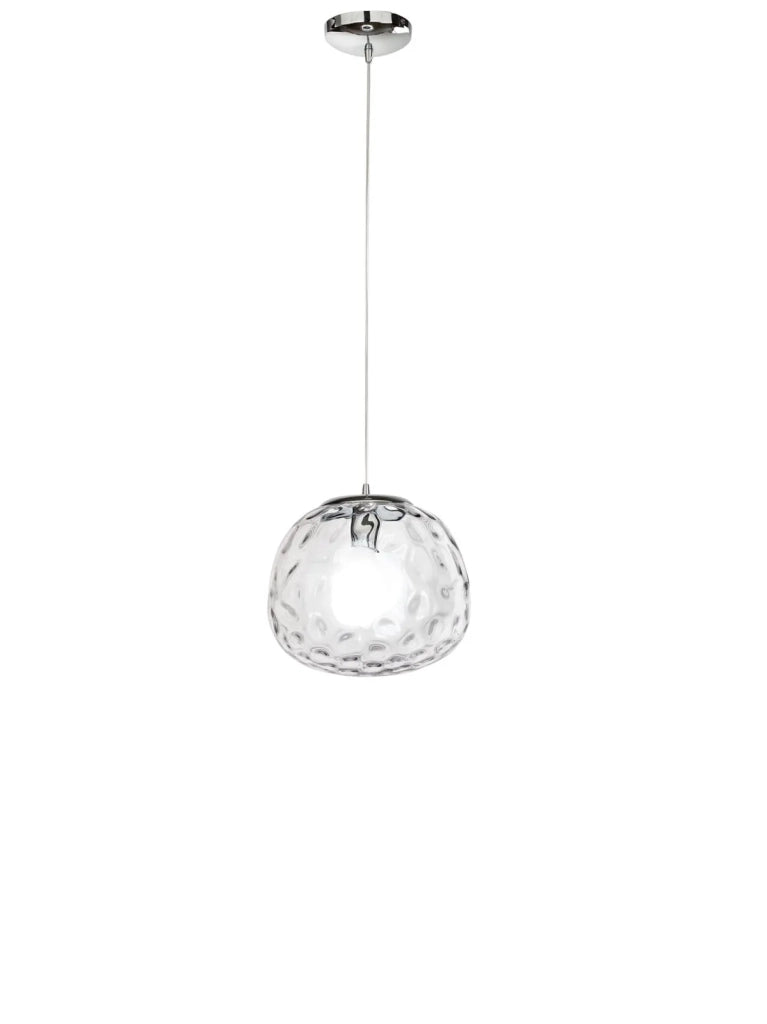 Sospensione vetro trasparente e cromo lucido Skin 1 luce attacco E27 d.30cm