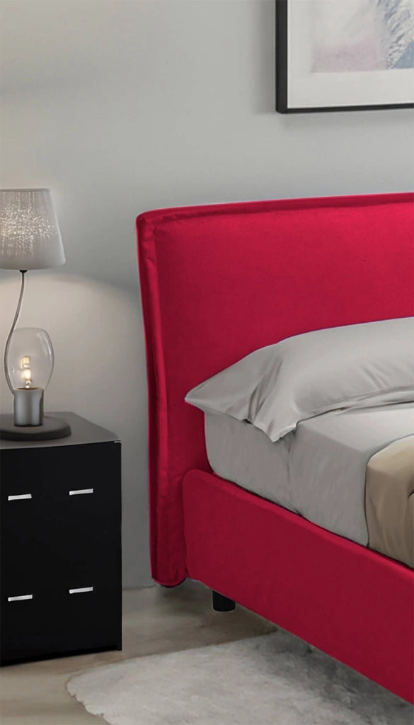 Brusson, Letto Singolo Sfoderabile Made in Italy, Rosso