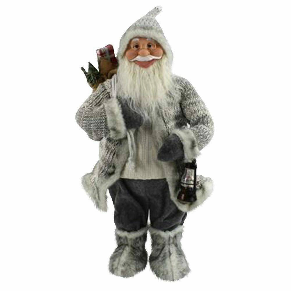 Trade Shop - Babbo Natale Nordico 60 Cm Con Vestiti In Lana E Peluche Decorazioni Natalizie -