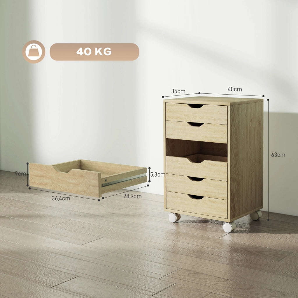 Scrivania con Cassetti ¨C zephmum ¨C Rovere 6 Cassetti con Ruote
