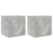 Mobili TV a Parete con Luci LED 2pz | Armadietto TV | Mobile Porta TV Grigio Cemento 40,5x35x40cm