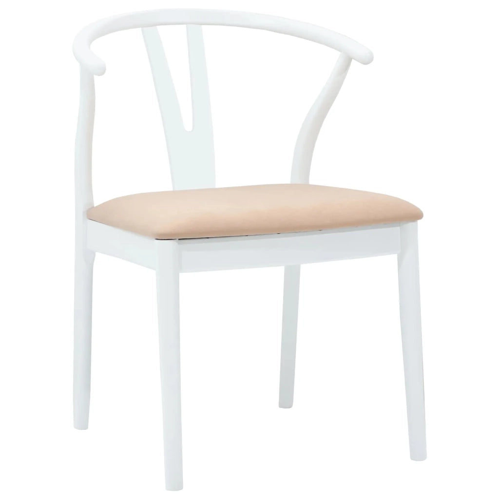 Sedia da pranzo 2 pcs Bianco e marrone Legno di gomma solido