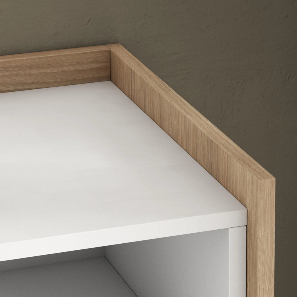 Credenza, Mobile, Cucina, 207x80x37 cm, 4 Porte, LED, Bianco e Rovere soft