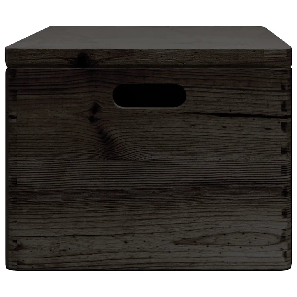 Scatola in Legno Coperchio&Manici Nera 40x30x23cm Legno di Pino 4017398