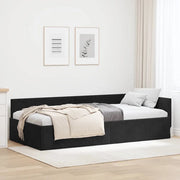 Cornice del letto ad angolo Nero 100 cm x 200 cm Velluto