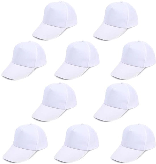 Cappello da Baseball Creativo per Bambini - Set di 10 Pezzi - Pettinature in Pizzo Bianco - Grappolo di Cappelli - Copertura per la Testa - Attività Creativa per Bambini - Cappello da Baseball per Bambini