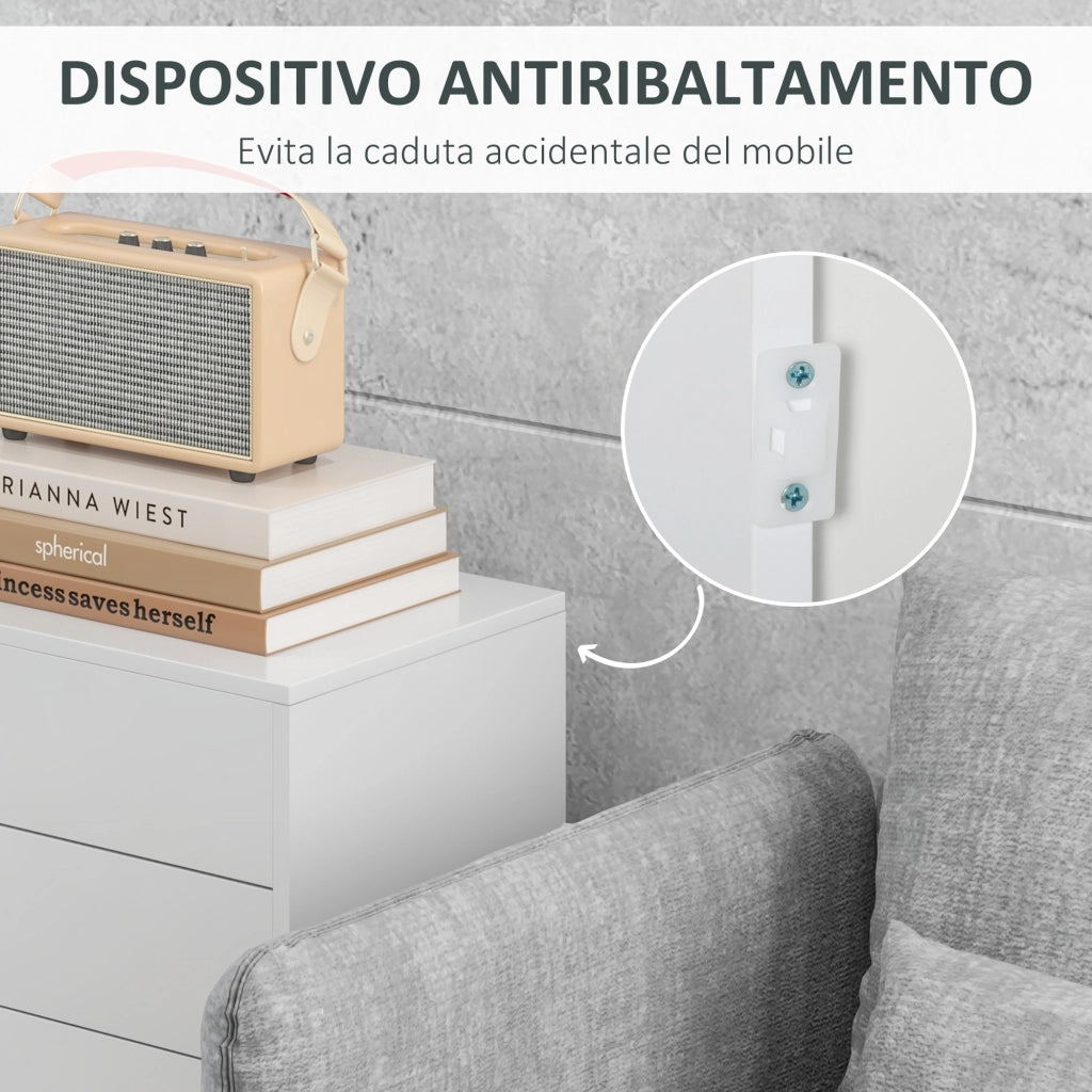 Credenza Moderna con 2 Cassetti ¨C Zephmum ¨C Bianco Lucido 79x36x74