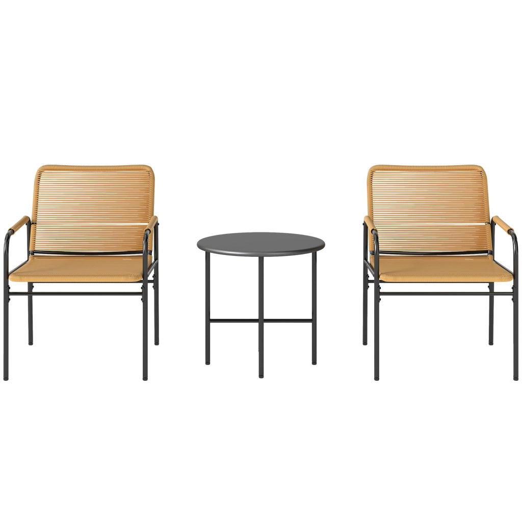 Set Bistro Rattan 3 Pezzi ¨C zephmum ¨C Giallo 54x66x76 cm