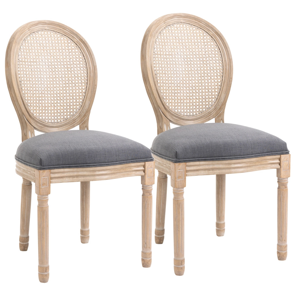Sedie da pranzo ¨C Zephmum ¨C Set 2 pezzi, imbottite, velluto grigio, design retr¨°
