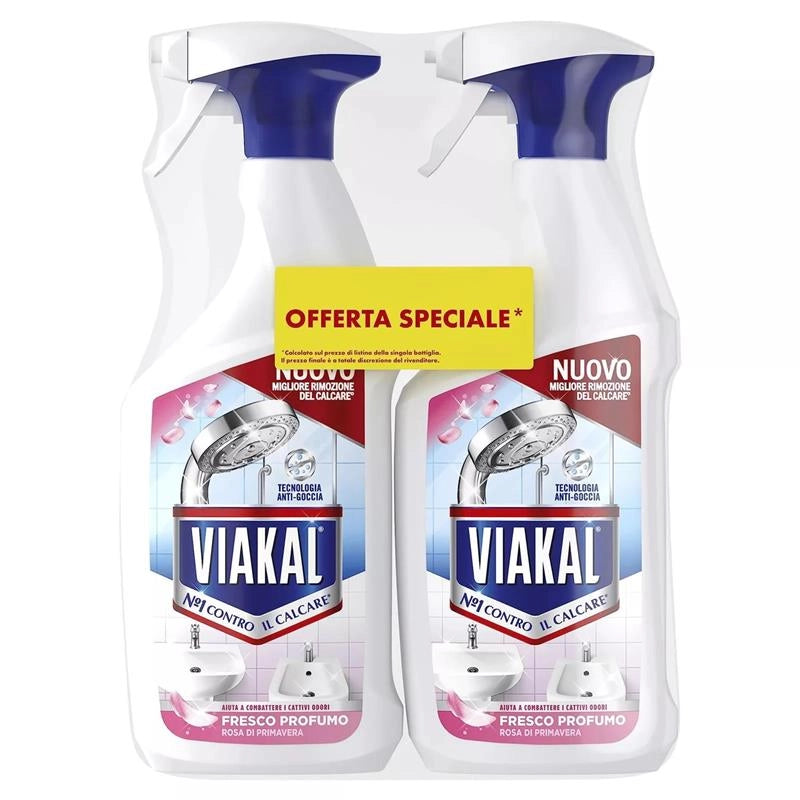 VIAKAL N 1° CONTRO IL CALCARE AIUTA COMBATTERE I CATTIVI ODORI FRESCO PROFUMO ROSA DI PRIMAVERA TECNOLOGIA ANTI-GOCCIA 2X 720 ML