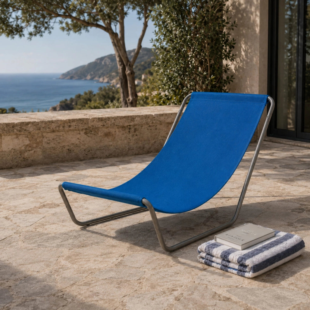 Sedia Sdraio Pieghevole Ergonomica Con Struttura In Acciaio E Tessuto Poliestere Impermeabile Dotata Di Sacca Con Tracolla Per Spiaggia Piscina Campeggio Giardino Relax Outdoor 95 X 60 X 40 Cm Blu