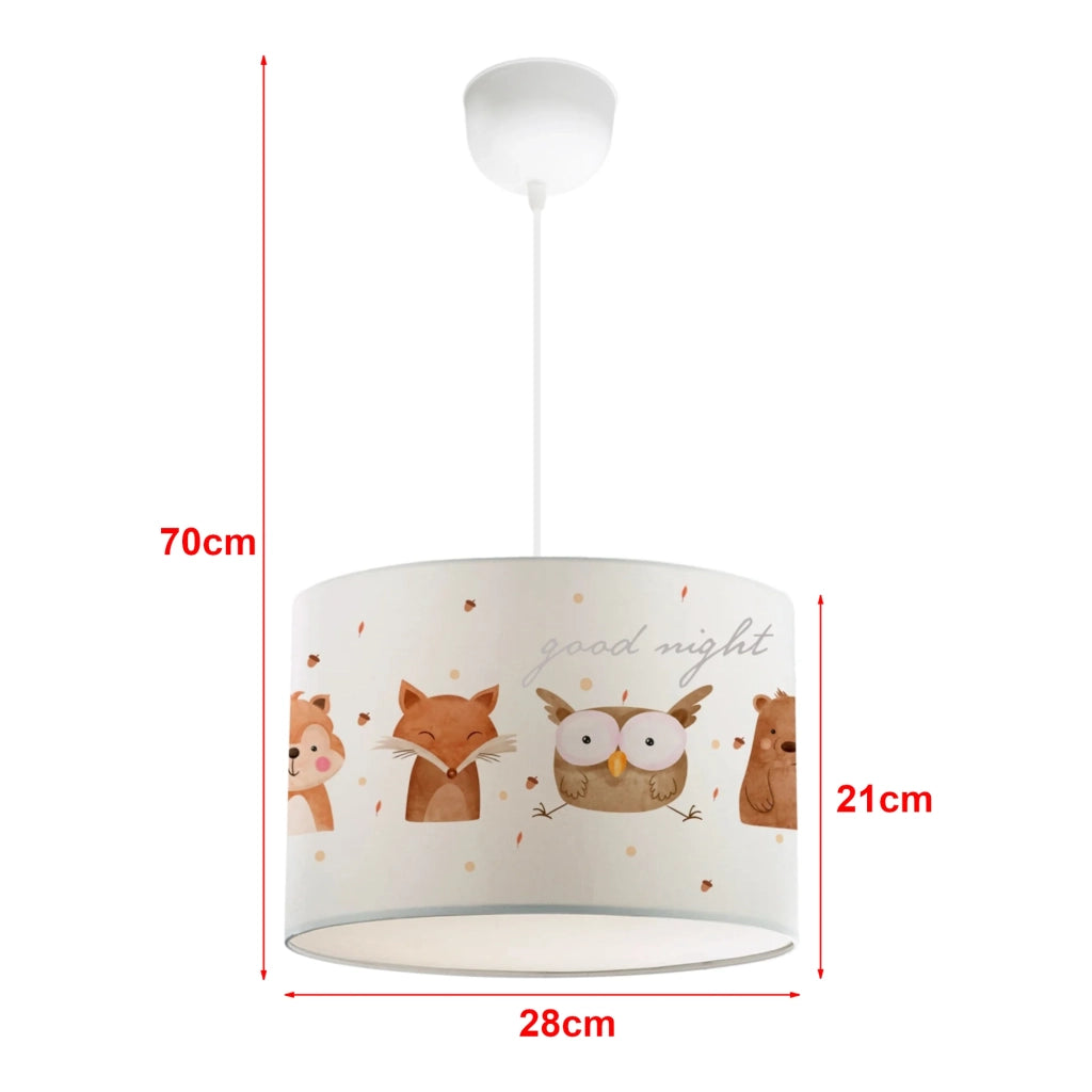 Lampada da terra/sospensione per bambini attacco E27 70 cm motivo animali della foresta 03_0010748