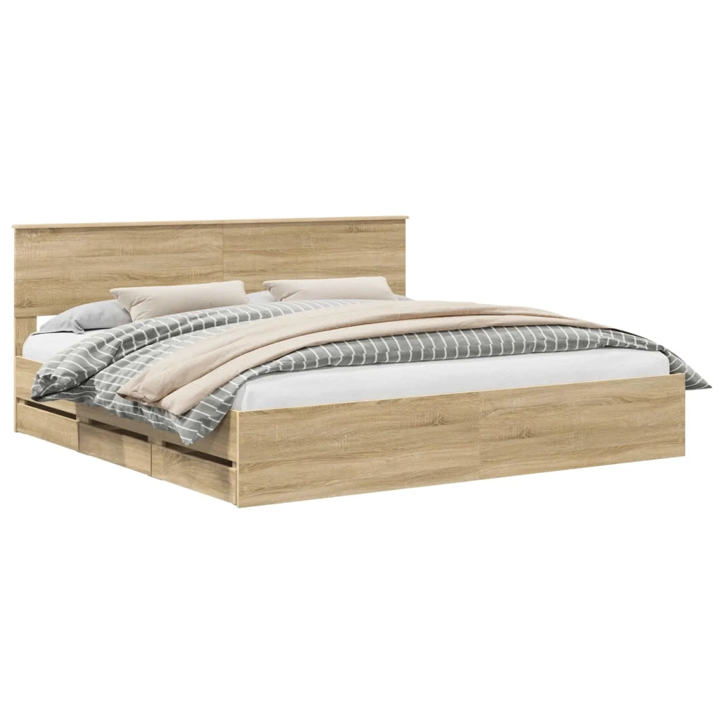 Struttura del letto con cassetto Rovere Sonoma 200 x 200 cm