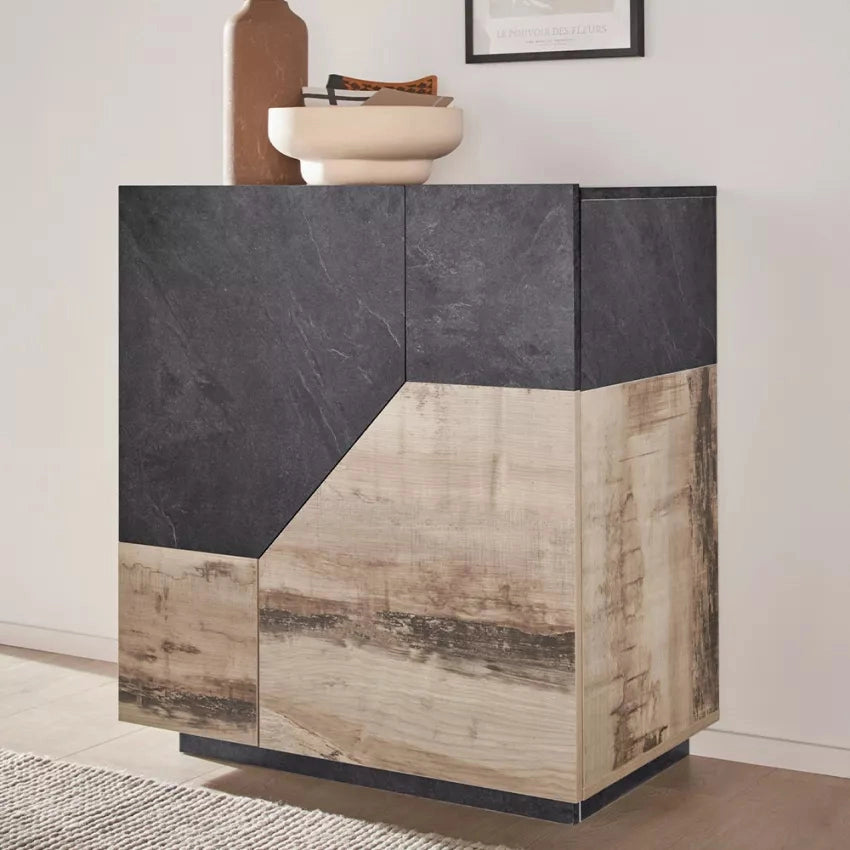 Credenza Alien Report – Legno di Pero/Ardesia, 79,2x43x86 cm, Made in Italy