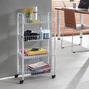 Trade Shop - Carrello Portaoggetti Porta Oggetti 4 Ripiani Bianco Per Cucina Bagno 30x40x77cm -