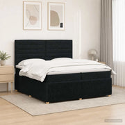 Letto Box Spring LED con Materasso Nero 200 x 200 cm Tessuto 3455932