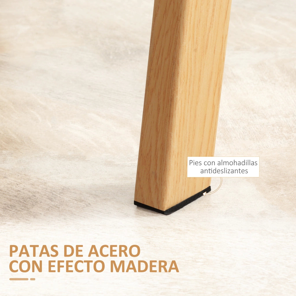 Tavolo da Pranzo per 4 Persone con Vetro e Gambe in Acciaio Effetto Legno ¨C Minimal ¨C Trasparente 120x60x76 cm