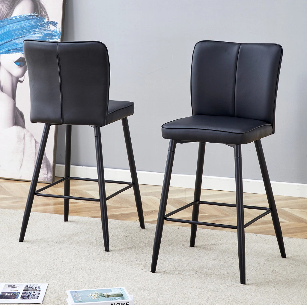 Sgabello da bar nero con schienale ergonomico in PU