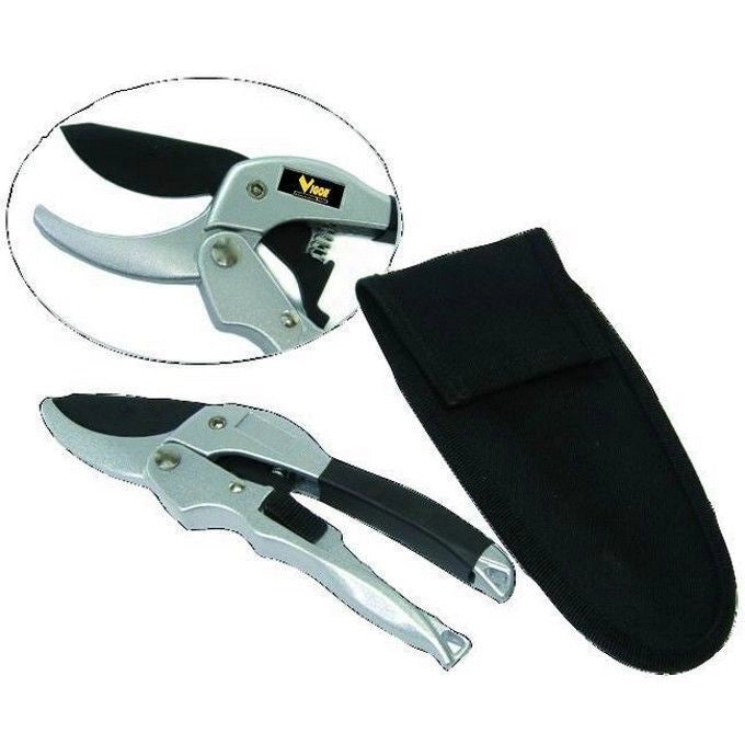 VIGOR-BLINKY Forbici per Potatura Halu 3 Posizioni 200 mm Struttura Duralluminio Lama Acciaio Teflonato Manici Ergonomici con Fodero