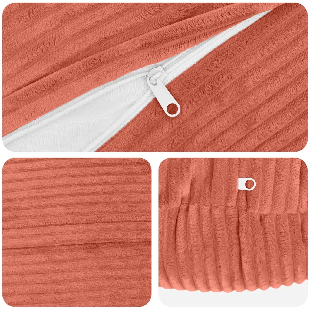 Federa 6 pcs HEERLEN Rosso Arancio Ø 60 cm corduroy 922926