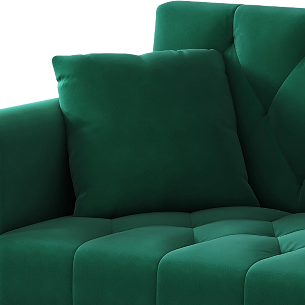DIVANO LETTO 175x80x73,5 cm in velluto verde con schienale regolabile