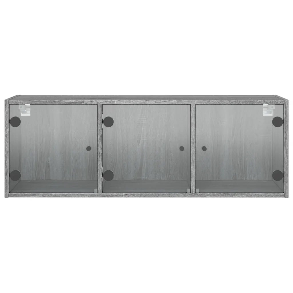 Armadietto a Muro | Mobile a Muro con Ante in Vetro Grigio Sonoma 102x37x35 cm