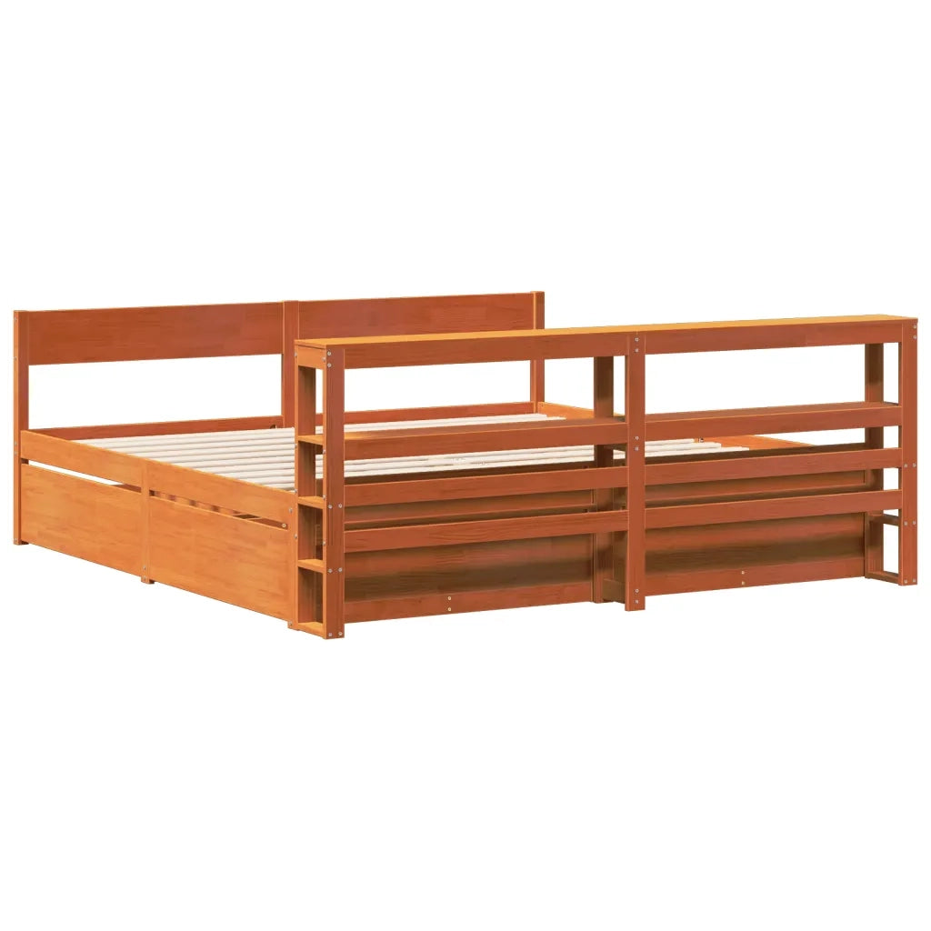 Letto senza Materasso Marrone Cera 180x200 cm in Legno di Pino 3306374
