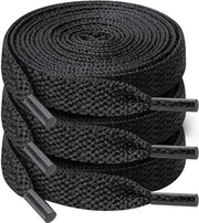 Tre paia di cavi lisci, 120 cm di lunghezza e circa 9 mm di larghezza, adatti per scarpe da sport e da corsa, misura per adulti, nero