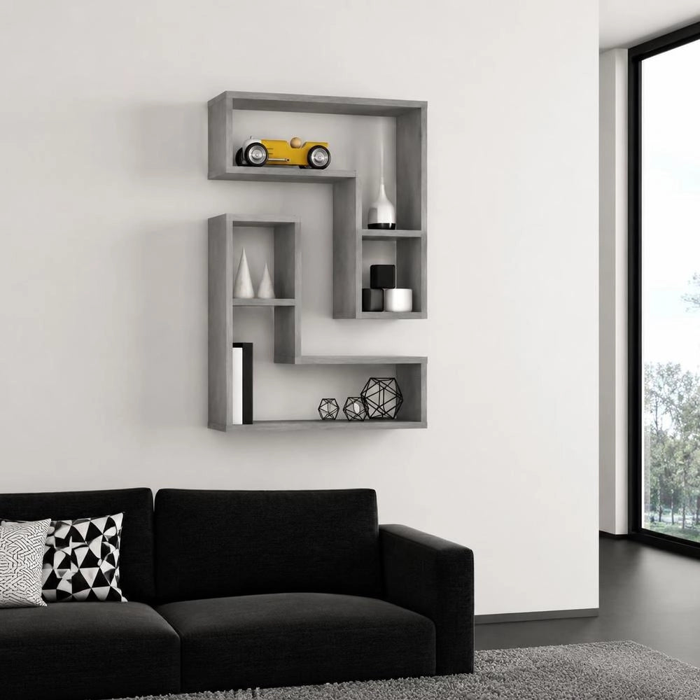 Wall Shelves, 2 Pieces, Concrete Grey, 50x15x50 Cm, Wood-based Material