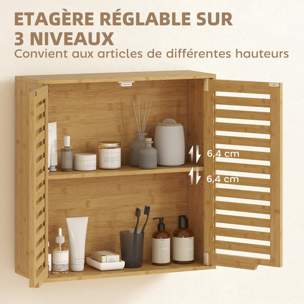 Mobile da bagno sospeso ¨C zephmum ¨C bamb¨´ 60x20x60 cm
