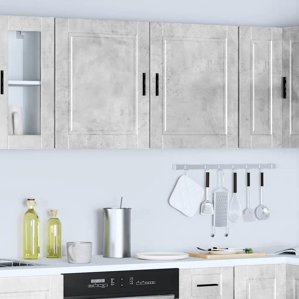 Pensili da Cucina 2 pz Porto Grigio Cemento Legno Multistrato 854046
