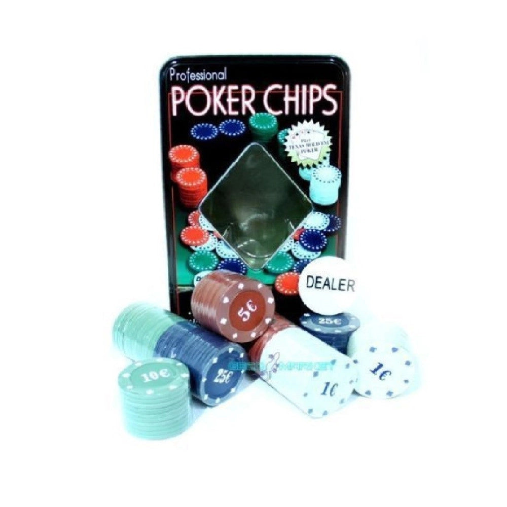 Trade Shop - Set Poker Chips Professioale 100 Fishes Fiches Dakota Texas Holdem 100 Chips -