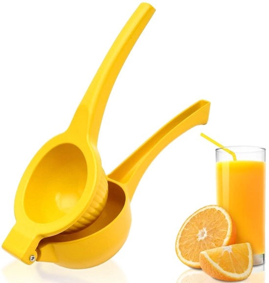 Centrifuga a Mano per Succo di Arancia - Succo di Frutta - Compatta e Portatile - Gialla - Accessori per la Cucina - Per Frutta a Polpa e Altre Frutta