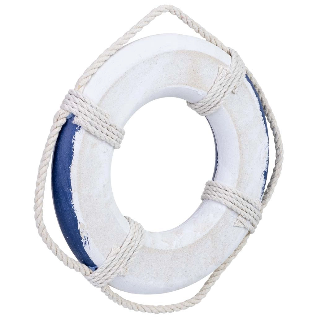Figura decorativa da appendere a forma di salvagente in legno blu, 29x3x29 cm
