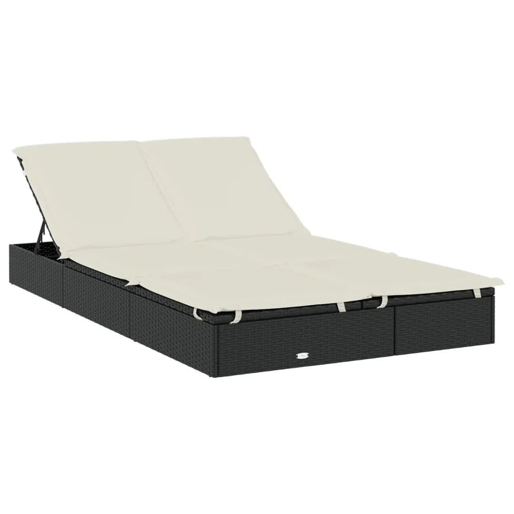 Lettino prendisole/sdraio per 2 persone con tettuccio rotondo 211 x 112 x 140 cm nero 02_0012193