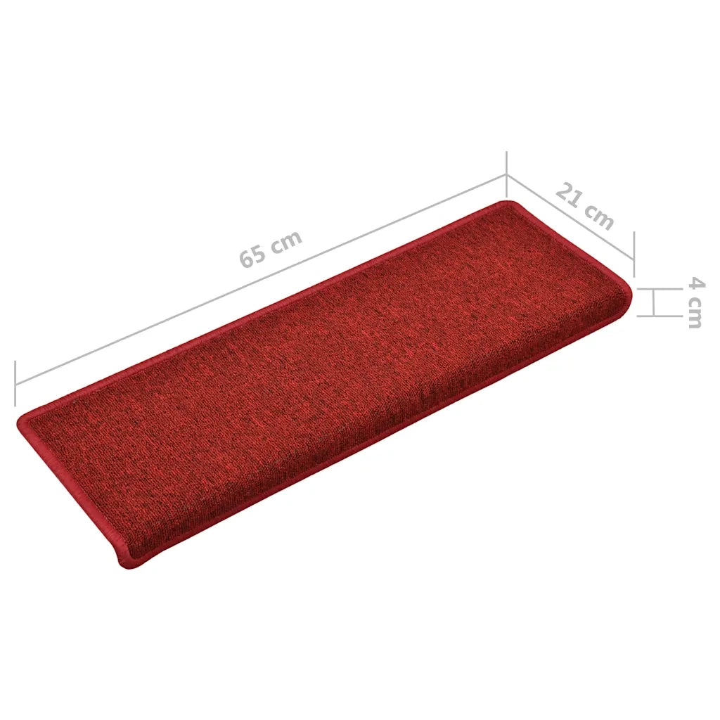Tappetini per scale 15 pz | Gradini per Scale 65x21x4 cm Rossi rettangolare