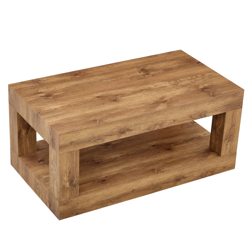 Tavolino da caffè rettangolare a 2 livelli in MDF; 104x65;5x28 cm; colore legno