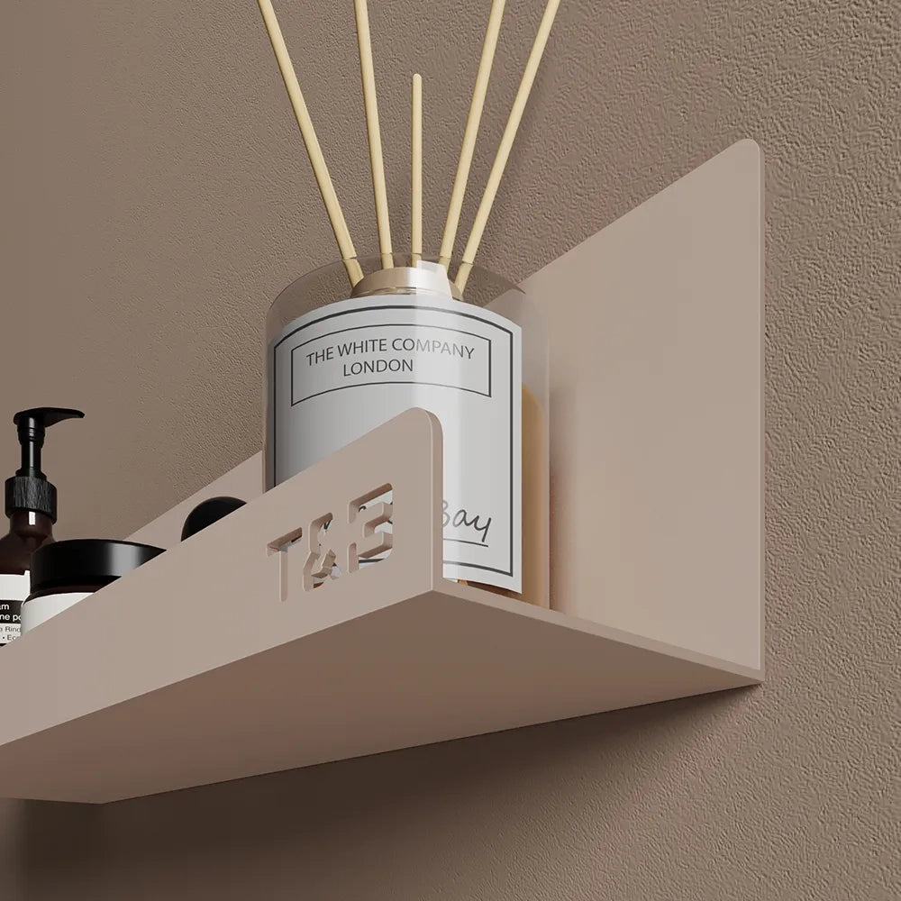 Mensola da bagno portaoggetti da 30 cm in alluminio beige opaco | Tromso